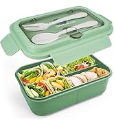 Fanhaw 40 Oz/5 Cup Bento Box for Kids, Men and Women, Lunch Box with 3 Compartments, Utensil, Mic...