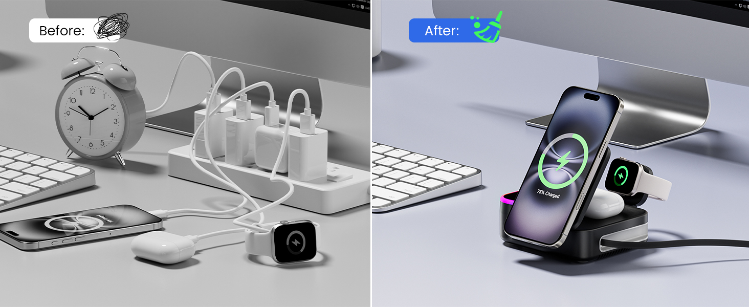 charging station 8 in 1 wireless charger multi device charger Apple