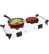 Moclever Hot Plate Portable Electric Stove Countertop Double Burner with 5 Temperature Adjustment...
