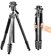 Fotopro Carbon Fiber Tripod 65 Inch Travel Tripod for Camera with Fluid Head Ball Head Extendable...
