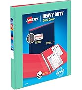 Avery Heavy-Duty Dual Color 3 Ring Binder, 1/2 Inch Slant Rings, Mint/Coral View Binder (17881)