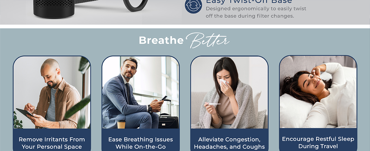 breathe better relieve allergies restful sleep alleviate congestion coughs asthma on the go travel