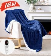 Heated throw blue
