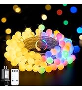 JMEXSUSS Globe String Lights Indoor, Color Changing Fairy Lights Plug in, Warm White &amp; Multicolor...