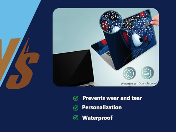 Product comparison image showing two versions of a wallet or card holder with 'VS' text between them. Basic features listed in bullet points on each side.