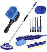 anngrowy 62" Car Wash Brush Mop Kit with Long Handle Car Wheel Brush Detailing Brush Microfiber D...
