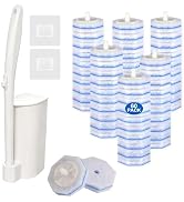 Disposable Toilet Brush Set,60 Pre-Filled Refills,Upgraded No-Shed Fiber Pads with 5X Powerful Cl...
