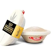 NeoRov Handmade Cotton Rope Banneton Bread Proofing Basket Set - Oval &amp; Round Bread Baskets - Wit...