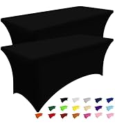 Smiry 2 Pack Spandex Table Cloth 6FT, Elastic Fitted Stretch Tablecloths for Rectangle Tables, Wa...