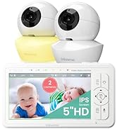 Babysense 5" HD Split-Screen Baby Monitor, Video Baby Monitor with 2 Cameras and Audio, Night Lig...