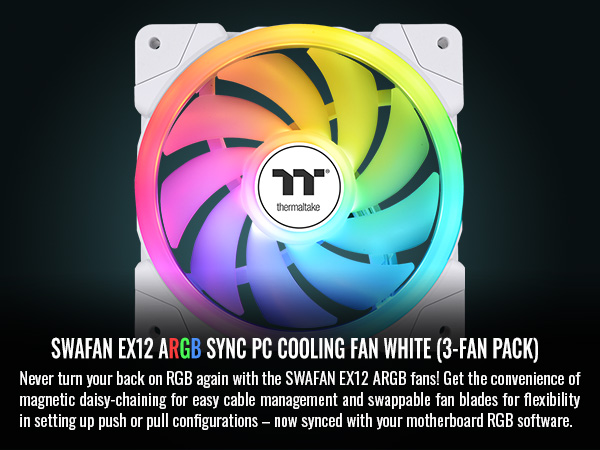 Thermaltake SWAFAN EX12 ARGB PC Cooling Fan - White (3-pack)