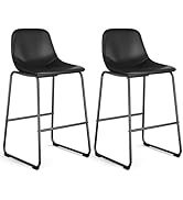 Rfiver 30 Inch Bar Height Stools Set of 2, Modern Faux Leather Counter Stools with Back, Armless ...