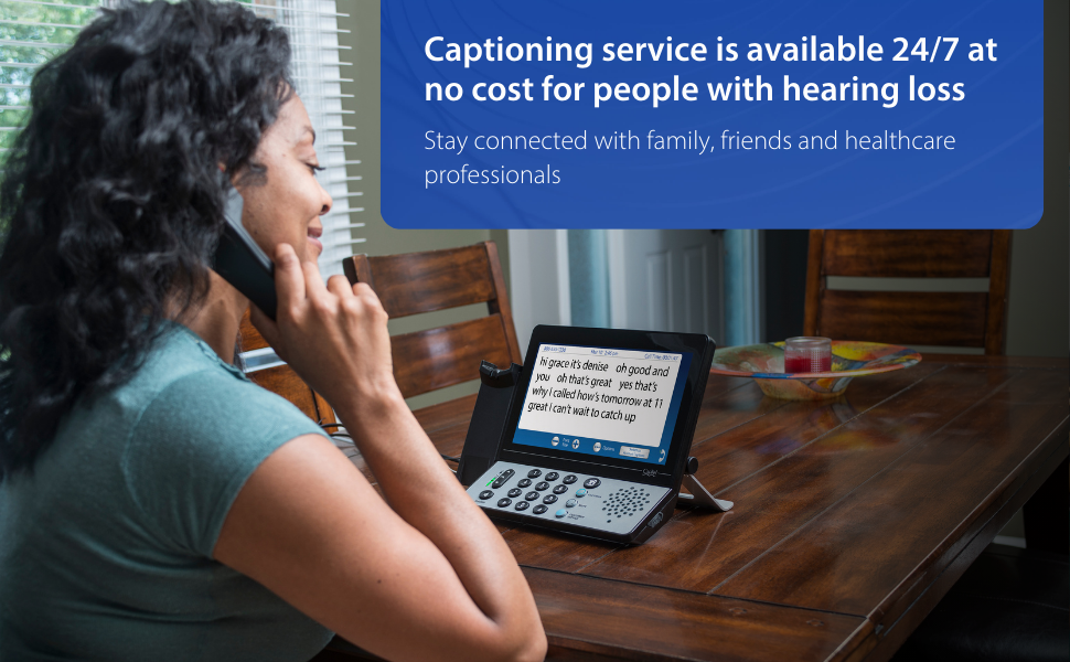 Captioning service is available 24/7 at no cost for people with hearing loss