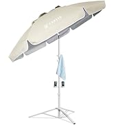 AMMSUN Shade Umbrella, Premium Portable Umbrella with Stand, 6.5ft Lightweight Free Standing Cano...