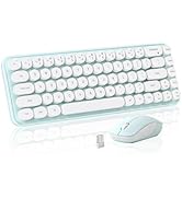 MIKIBY i68 Wireless Typewriter Keyboard and Mouse Combo,2.4GHz Cordless Connection, Cute Retro Ae...