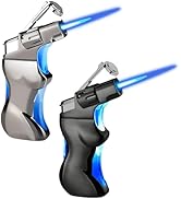 Lighters, 2 Pack Jet Flame Torch Lighter, Adjustable Flame Windproof Lighter with Visible Fuel Ta...