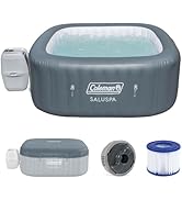 Coleman Hawaii 4 to 6 Person Inflatable Hot Tub, Square Energy-Efficient Portable Outdoor Spa wit...