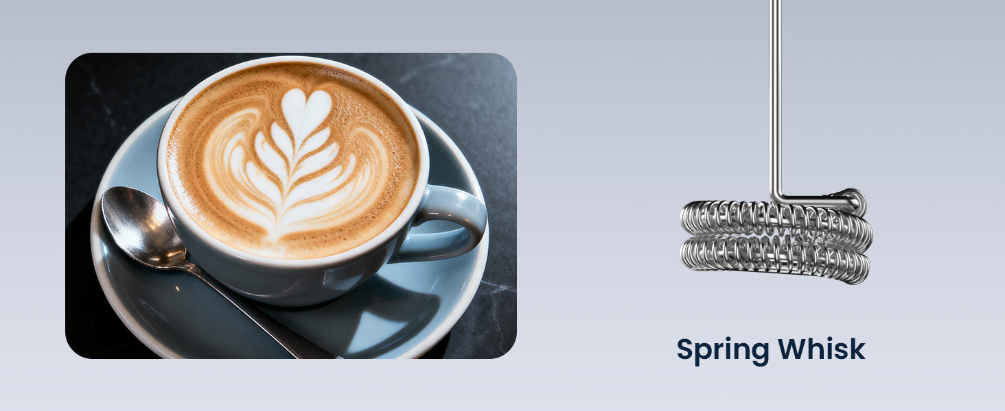 MilkFrotherRechargeable-Handheld Coffee Frother with 3 Stainless Whisks3Speed Adjustable Drink Mixer