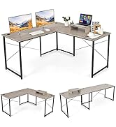 Tangkula L-Shaped Computer Desk, 95 Inch Reversible Corner Desk with Monitor Stand &amp; 3 Cable Hole...