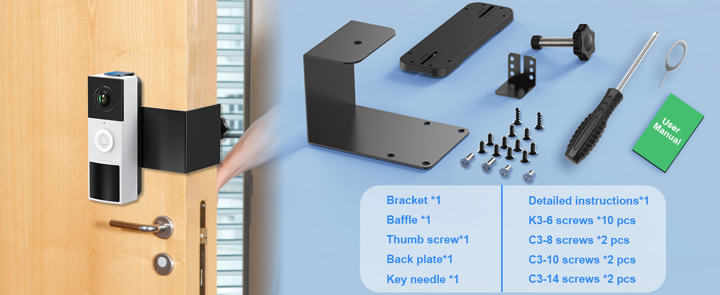 tapo doorbell camera mount anti theft doorbell mount no-drill Adjustable doorbell mounting bracket