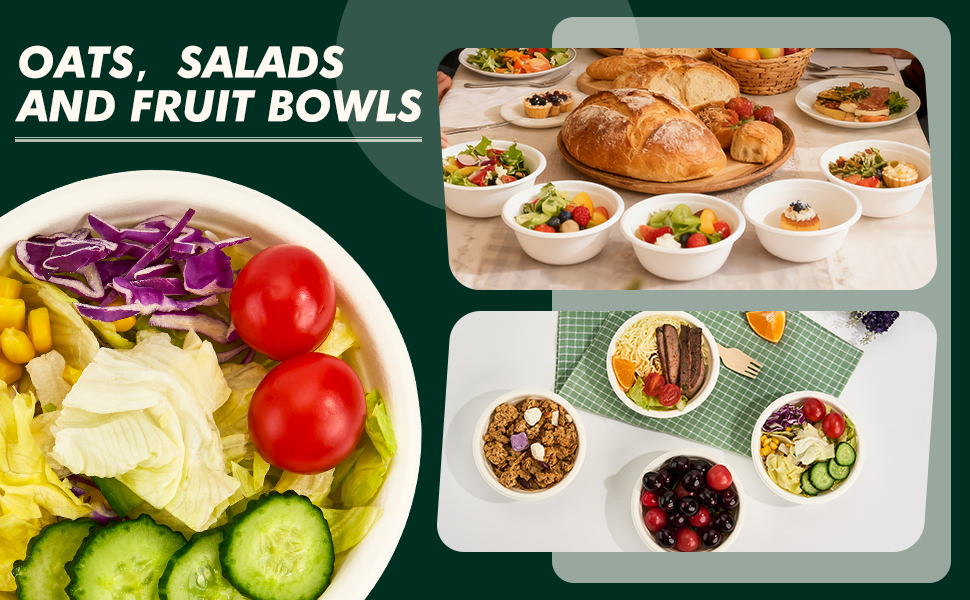 Oats, salads and fruit bowls.