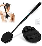 GEENOA Silicone Back Scrubber &amp; Soft Bath Glove 2PCS, 16''- 21''Extendable Back Scrubber with Dua...