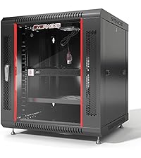 9U Wall Mount Server Rack Cabinet, 19” Locking Network Rack, 24” Deep, Glass Door, with Fan, PDU and...