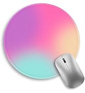Gradient Pink Purple Work Mouse Pad, Small Round Mouse Pads for Desk, Mini Travel Mousepad for Wi...