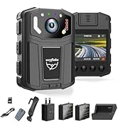 weyfinko Upgrades W1PRO 2K Body Worn Cameras with 64GB Memory Card,2Pcs Batteries with Charging C...