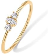 PAVOI 18K Gold Plated Marquise Round Mini Cubic Zirconia Stackable Rings for Women | Dainty Stack...