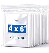 4''X 6'' (Pack of 100) 2 Mil Thick Clear Reclosable Small Zip Plastic Poly Bags With Resealable L...