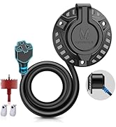 MICTUNING 15A 125V AC Port Plug, 5-in-1 T-Blade Adapter &amp; 18'' Extension Cord, 12 AWG RV Power In...