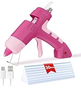 20W Rechargeable Pink Hot Glue Gun and Sticks Set,Mini Glue Gun for School Craft DIY Arts