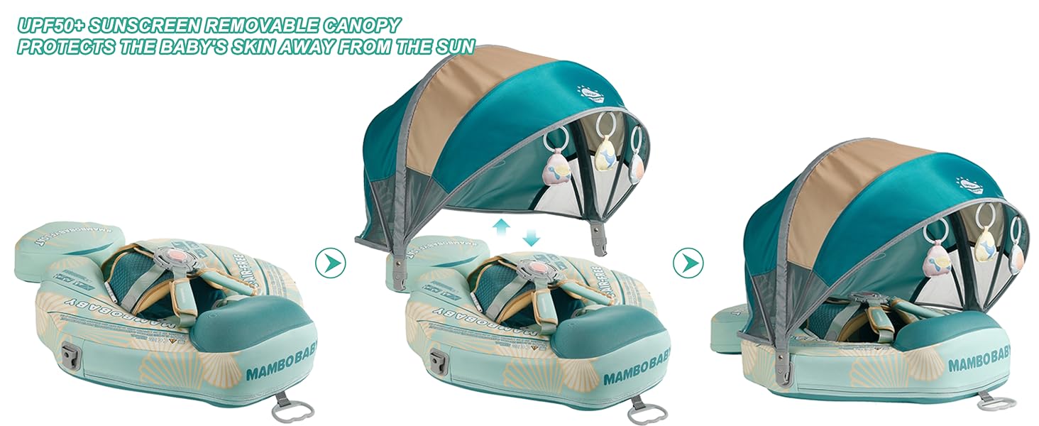 HECCEI Add Tail Newest Shell Mambobaby Baby Swim Float with Canopy