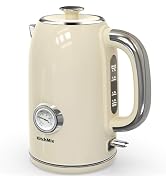 KitchMix Electric Kettle,1.7L Stainless Steel Tea Kettle with Thermometer,1500W Cordless Water Bo...