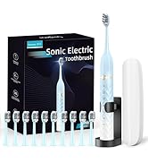 Electric Toothbrush Set, Equipped with 10 Brush Heads and Travel case, IPX8 Waterproof, 2-Minute ...