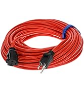Clear Power 100 ft Outdoor Extension Cord 16/3 SJTW, 3-Prong Grounded Plug, Orange, Water &amp; Weath...