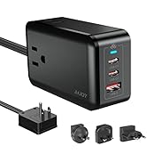 AiJoy GaN 65W European UK Travel Plug Adapter Kit, International Detachable Charger with 3 Outlet...