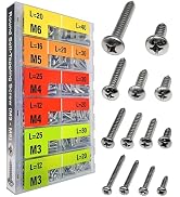 EEEEE Self Tapping Screws Assortment Kit 574pcs Assorted Screws M3 M4 M5 M6 304 Round Head Stainl...
