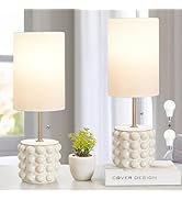 Ceramic Table Lamp Set of 2, 3-Color Temperature Ceramic Lamp Pull Chain Bedside Nightstand Lamps...