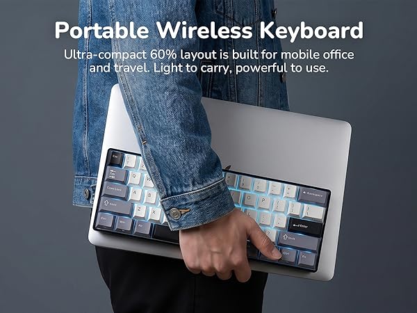 RK ROYAL KLUDGE RK61 keyboard portable 61-key design for travel and gaming, saving bag space