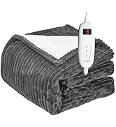 Tefici Heated Blanket Throw Size Electric Blanket Throw, Soft Flannel to Sherpa, 6 Levels Fast He...