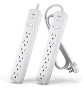 KMC 6-Outlet Surge Protector Power Strip 4 ft cord 2-Pack, 1080J Power Surge Protector, 4-Foot Lo...