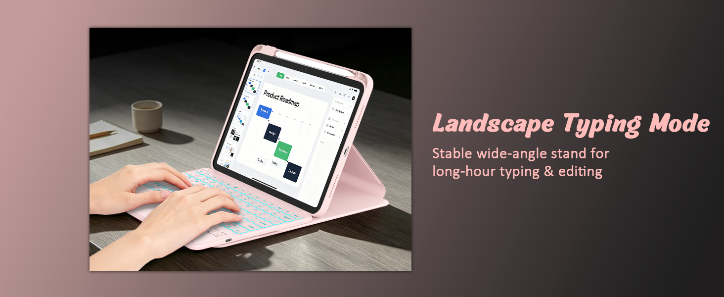 ipad a16 keyboard case with trackpad hot pink for student