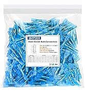 200 Pcs Blue Heat Shrink Butt Connectors, 16-14 AWG Waterproof Electrical Crimp Terminal Splice W...