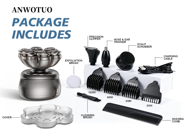head shaver PACKAGE INCLUDES