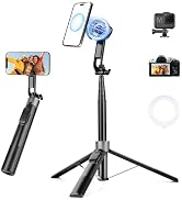 Magnetic Phone Tripod, 70" Selfie Stick Tripod for iPhone Magsafe with Rechargeable Remote &amp; 2 in...