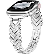 MOFREE Apple Watch Band for Women 38mm 40mm 41mm 42mm Fashion Womens Silver Stainless Steel Metal...