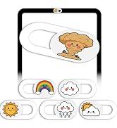 PRESSINART 6Pcs 6 Styles Cute Laptop Camera Cover White Privacy Guard Accessories, 0.04 Inch Ultr...