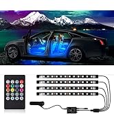 Led Interior Car Lights with Remote, Led Light RGB Rhythm Light Strip RGB Car Lights Music Rhythm...